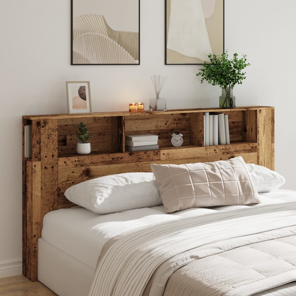 Headboard Cabinet Old Wood 200x18.5x102.5 cm Engineered Wood