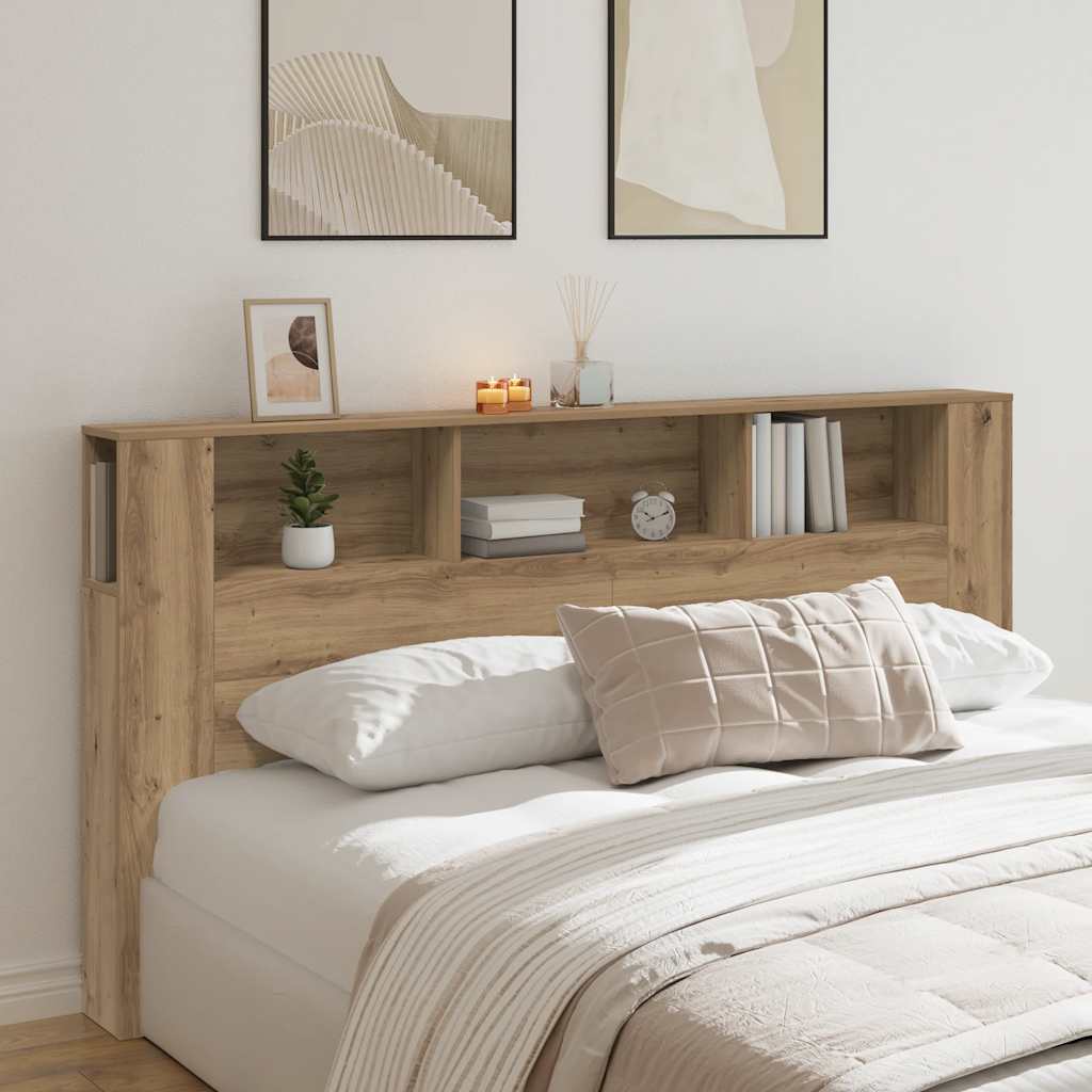 Headboard Cabinet Artisian Oak 200x18.5x102.5 cm Engineered Wood