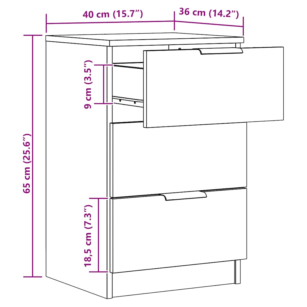 Bedside Cabinet Artisan Oak 40x36x65 cm Engineered Wood