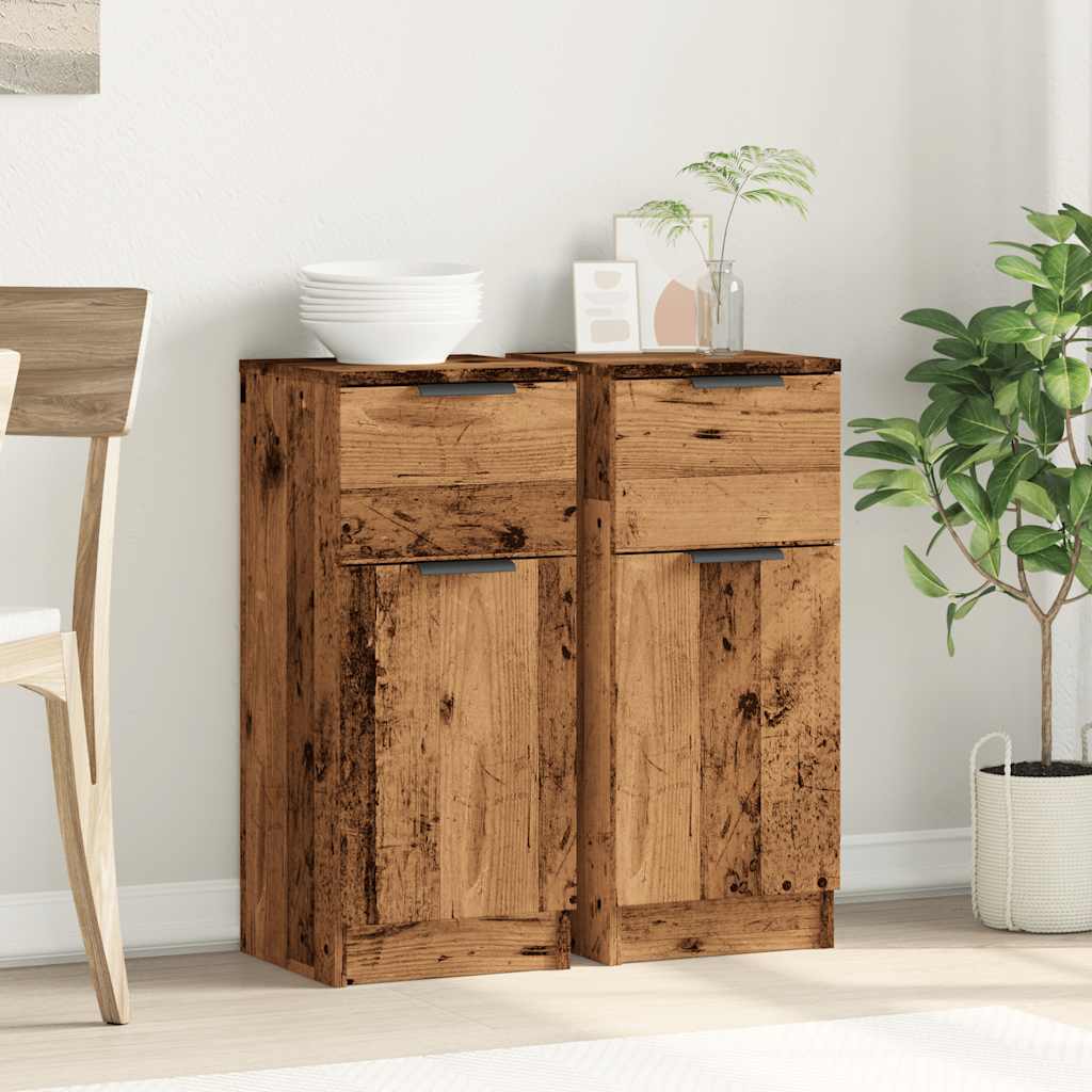 Sideboards 2 pcs Old Wood 30x30x70 cm Engineered Wood