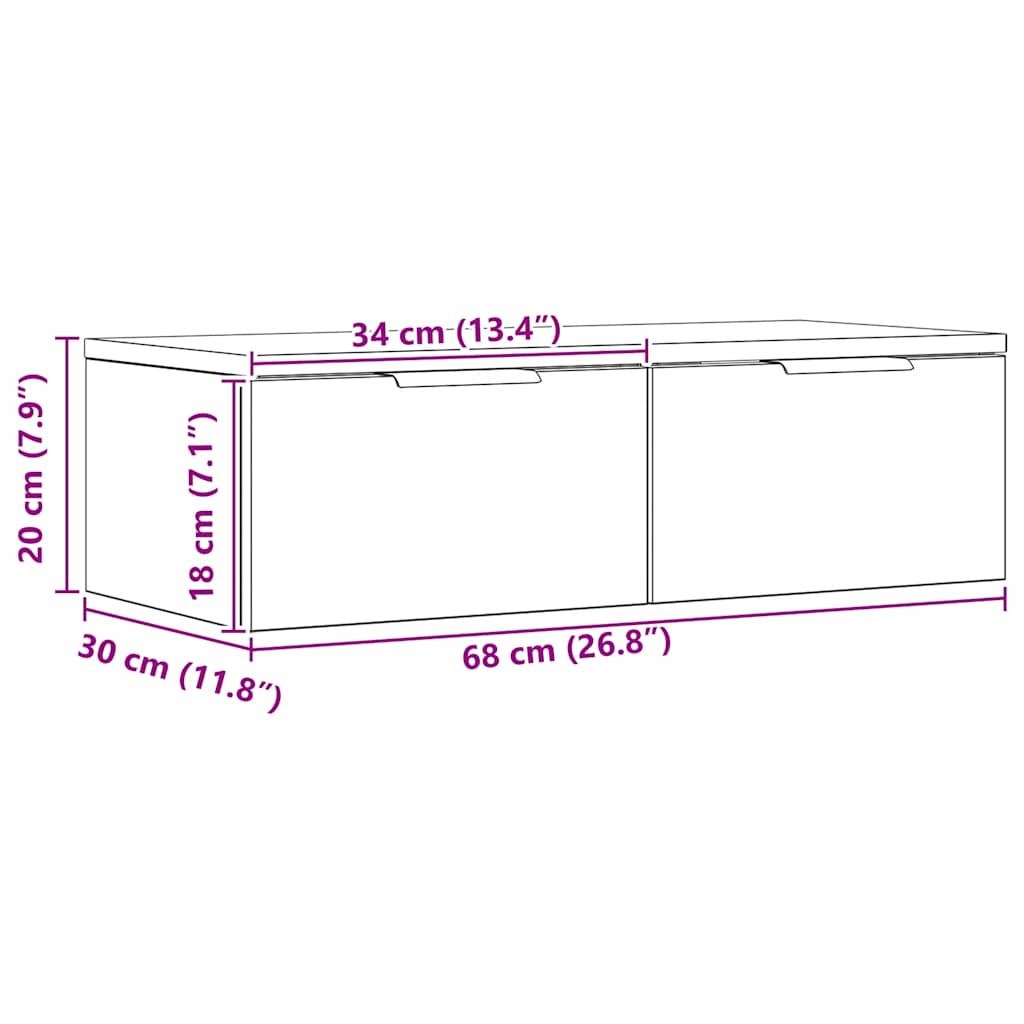 Wall Cabinet Artisan Oak 68x30x20 cm Engineered Wood