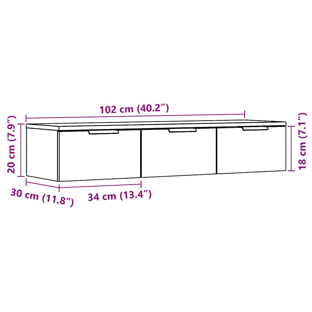 Wall Cabinet Old Wood 102x30x20 cm Engineered Wood