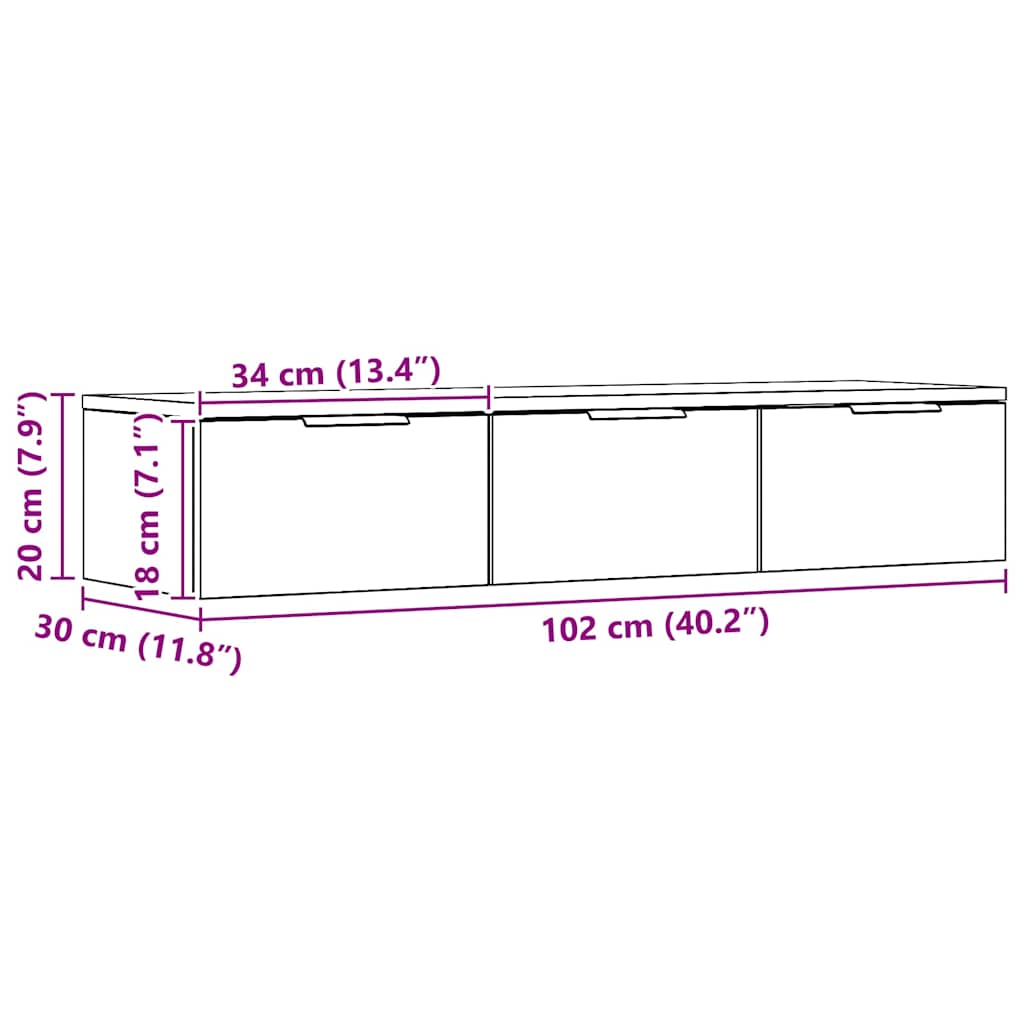 Wall Cabinet Artisan Oak 102x30x20 cm Engineered Wood