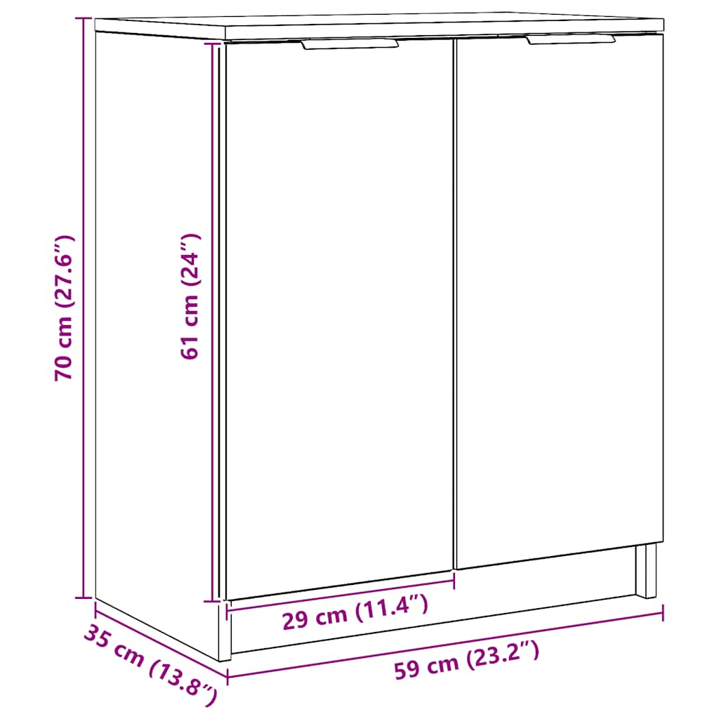 Shoe Cabinet Artisian Oak 59x35x70 cm Engineered Wood
