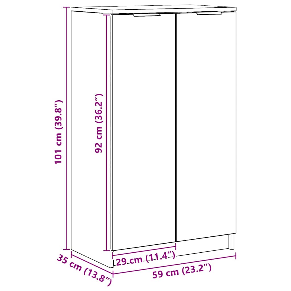 Shoe Cabinet Artisian Oak 59x35x100.5 cm Engineered Wood