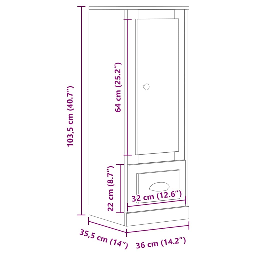Highboard Artisian Oak 36x35.5x103.5 cm Engineered Wood