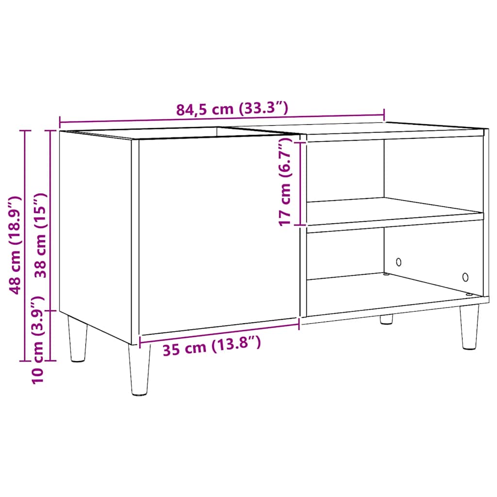 Record Cabinet Artisan Oak 84.5x38x48 cm Engineered Wood