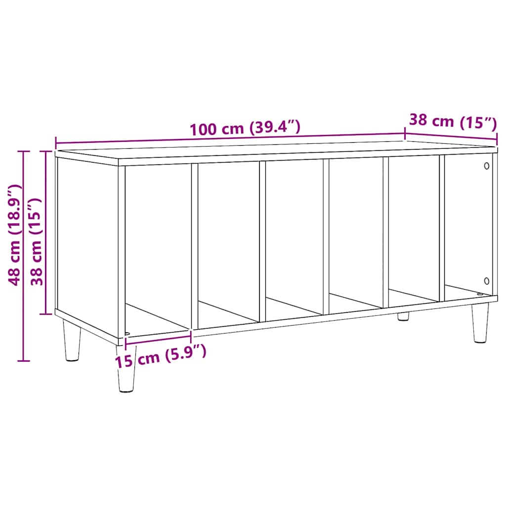 Record Cabinet Artisan Oak 100x38x48 cm Engineered Wood