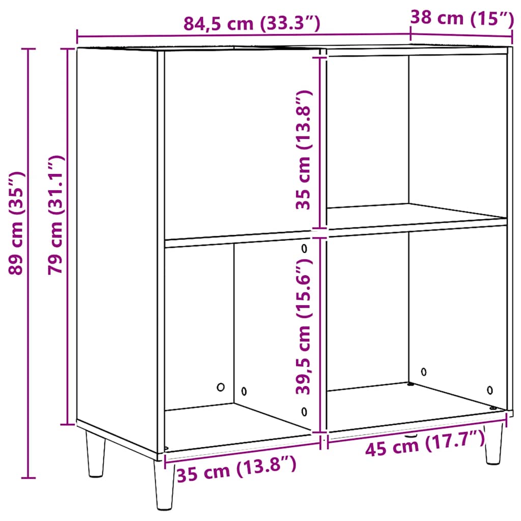 Record Cabinet Artisan Oak 84.5x38x89 cm Engineered Wood