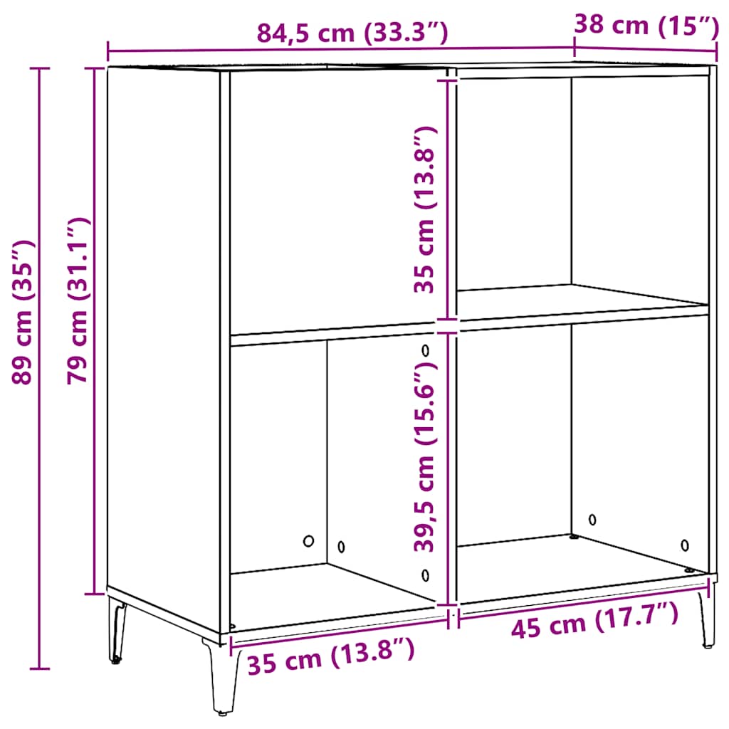 Record Cabinet Artisan Oak 84.5x38x89 cm Engineered Wood
