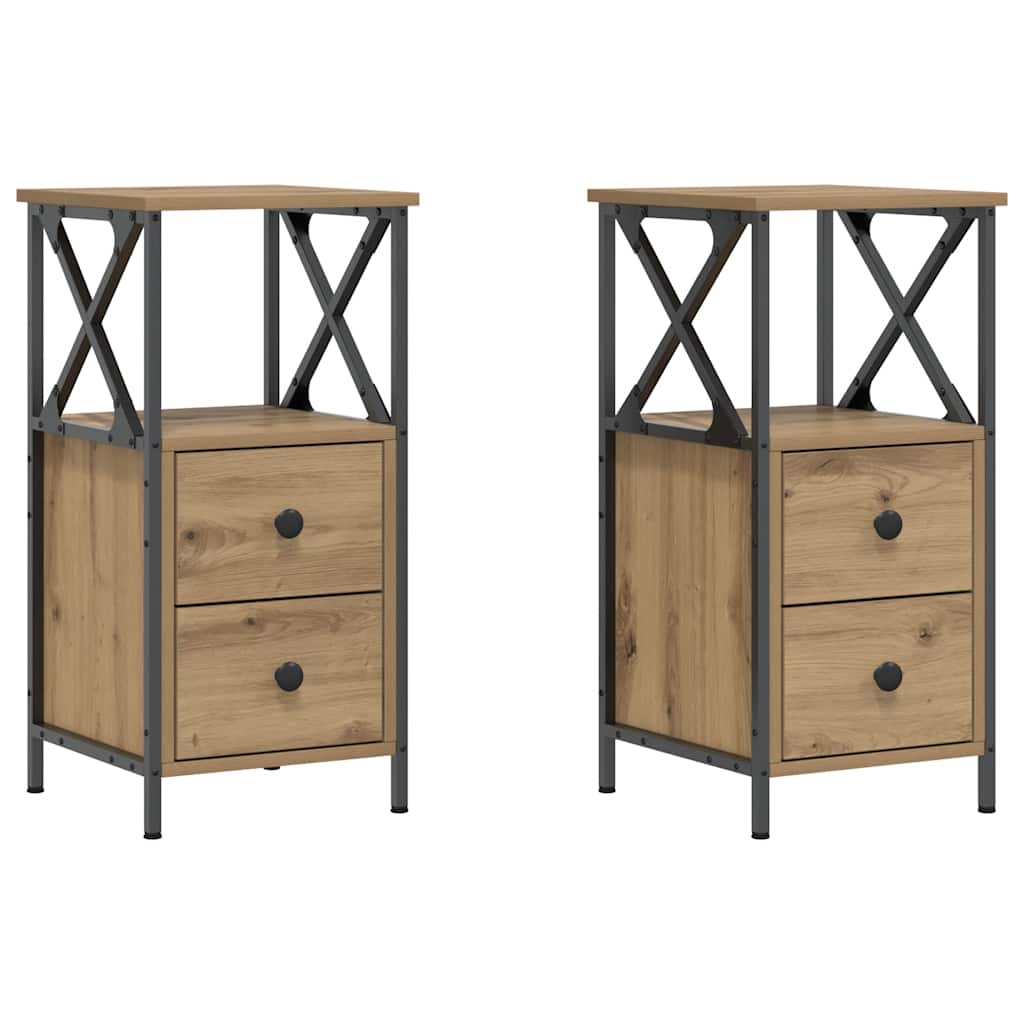 Bedside Cabinets 2 pcs Artisan Oak 34x35.5x70 cm Engineered Wood