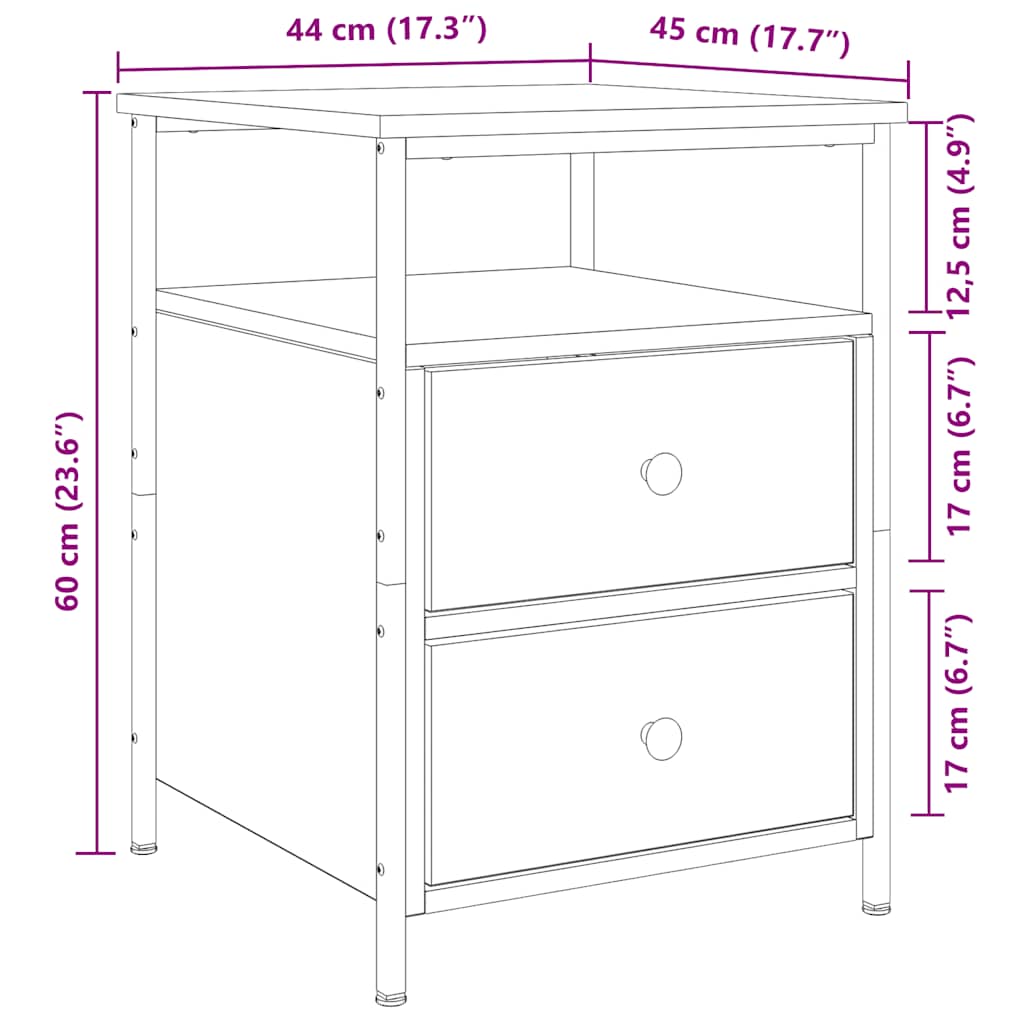 Bedside Cabinets 2 pcs Artisan Oak 44x45x60 cm Engineered Wood