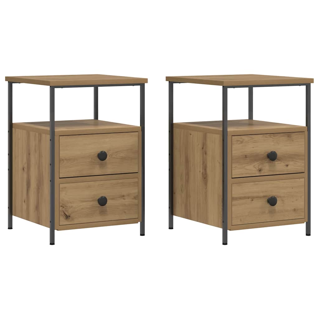 Bedside Cabinets 2 pcs Artisan Oak 34x35.5x50 cm Engineered Wood