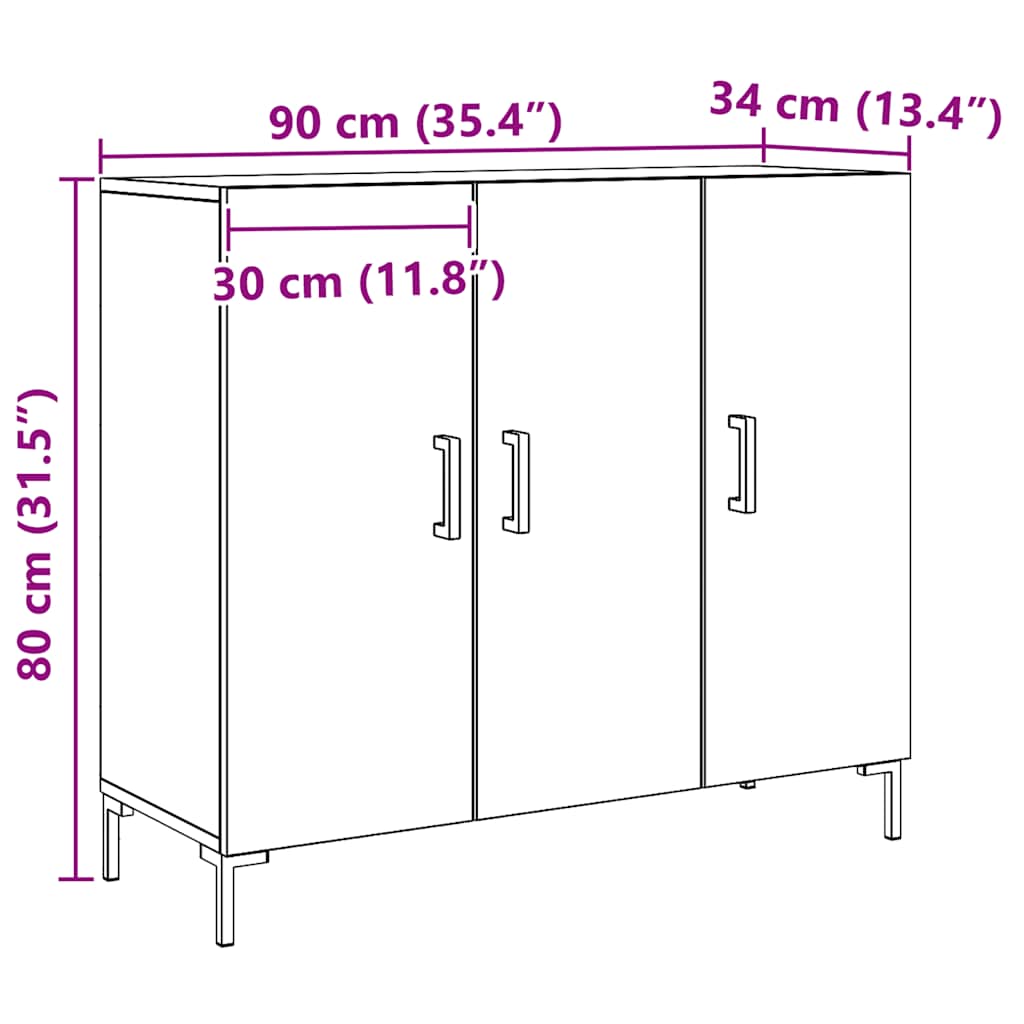 Sideboard Artisian Oak 90x34x80 cm Engineered Wood