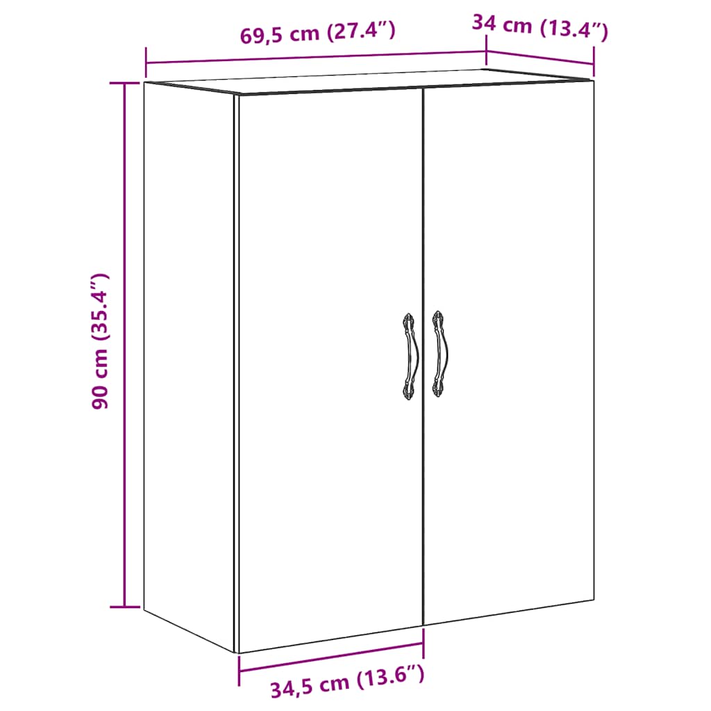 Wall Mounted Cabinet Artisan Oak 69.5x34x90 cm Engineered Wood