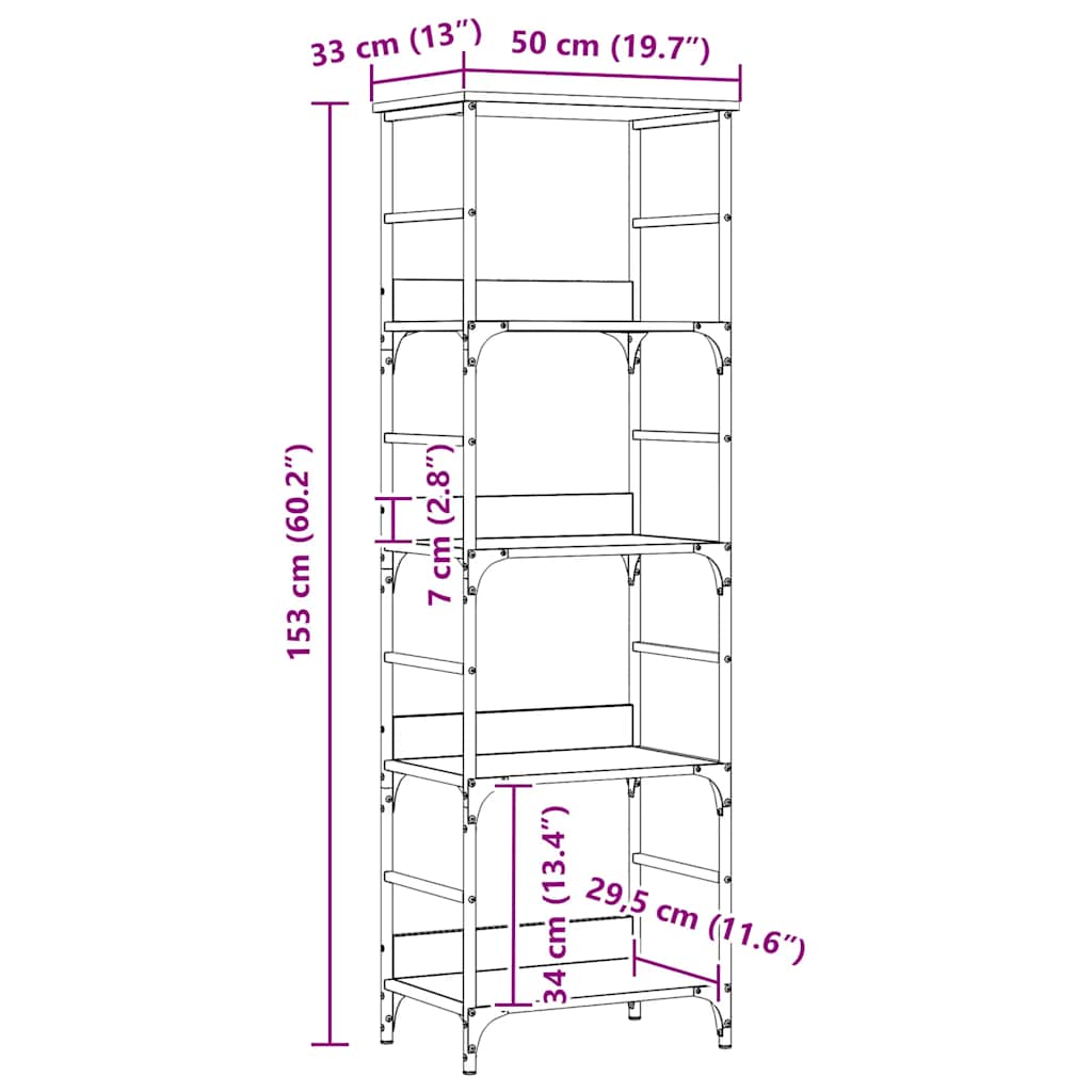 Bookshelf Artisan Oak 50x33x153 cm Engineered Wood