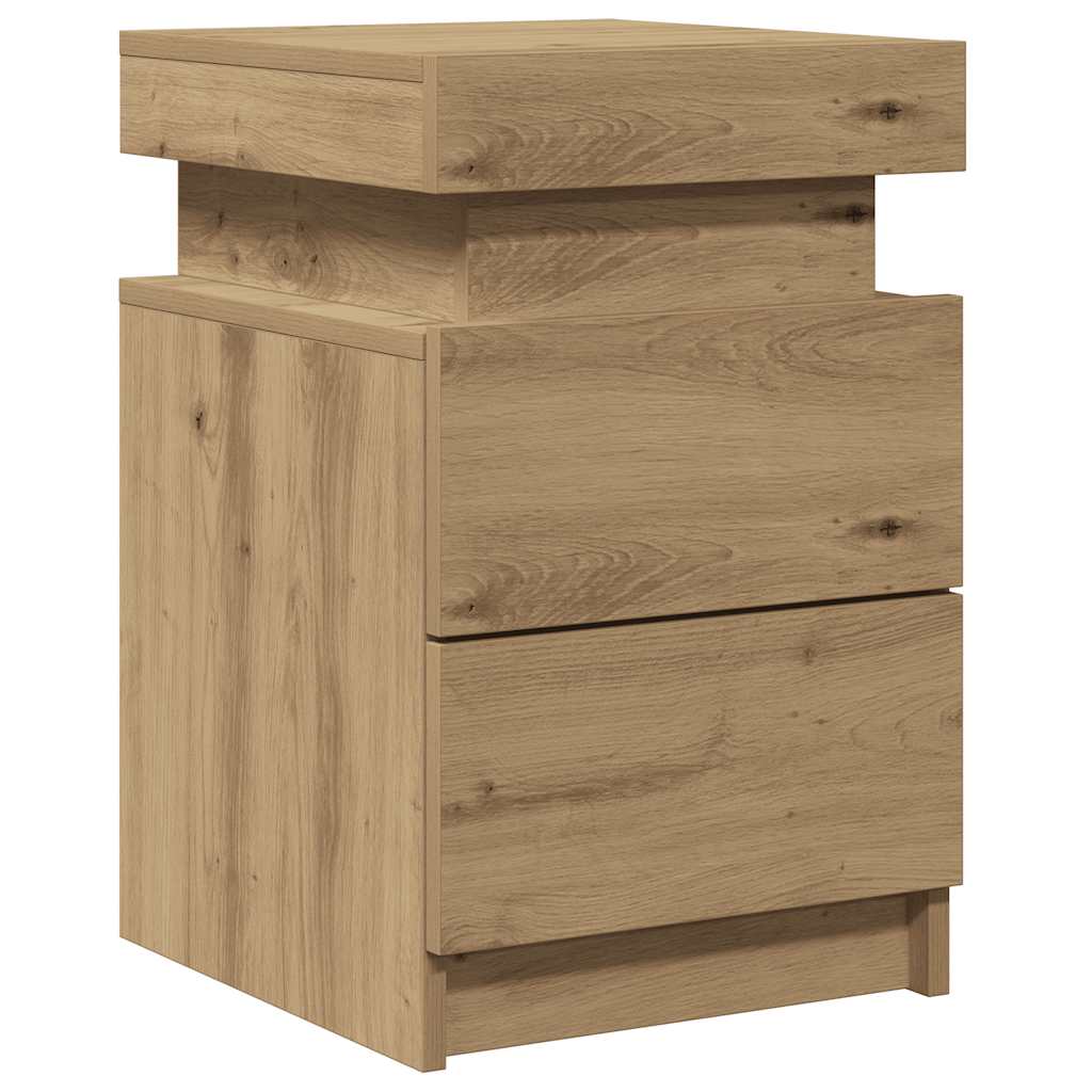 Bedside Cabinet with LED Artisian Oak 35x39x55 cm Engineered Wood