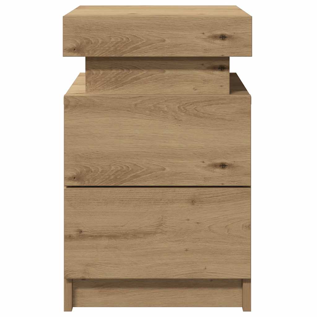 Bedside Cabinet with LED Artisian Oak 35x39x55 cm Engineered Wood