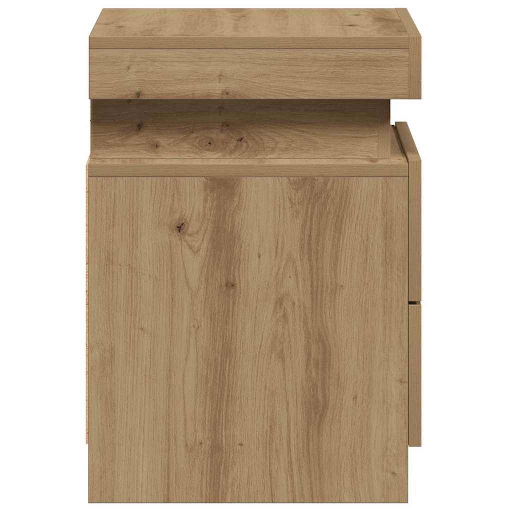 Bedside Cabinet with LED Artisian Oak 35x39x55 cm Engineered Wood