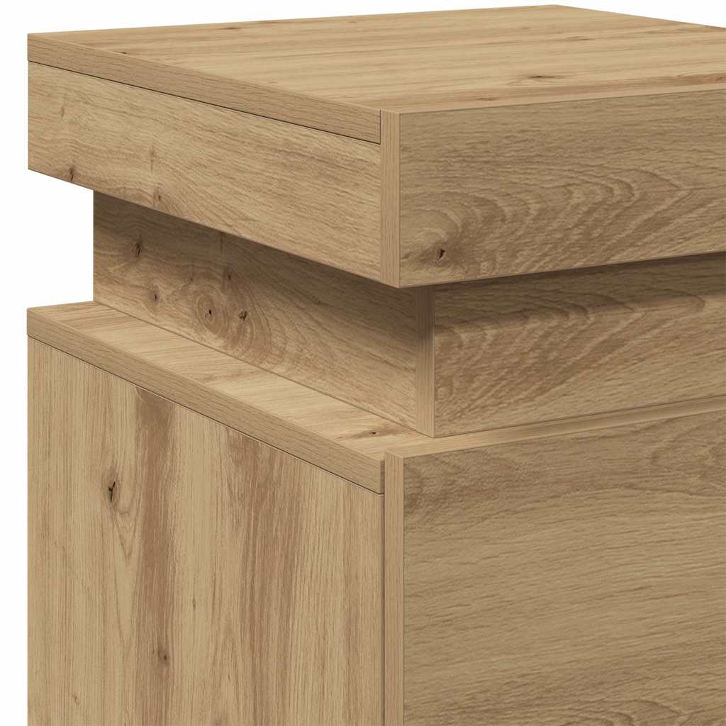 Bedside Cabinet with LED Artisian Oak 35x39x55 cm Engineered Wood