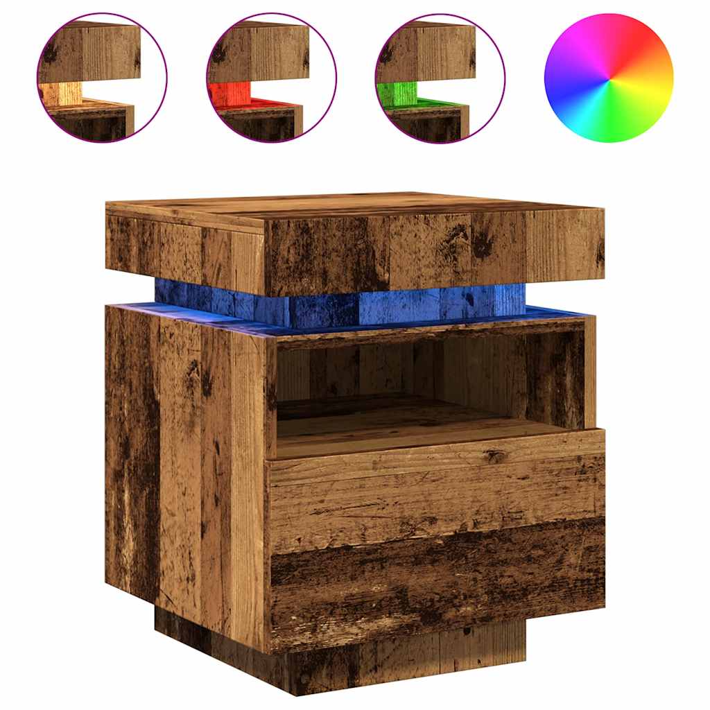 Bedside Cabinets with LED Lights 2 pcs Old Wood 40x39x48.5 cm