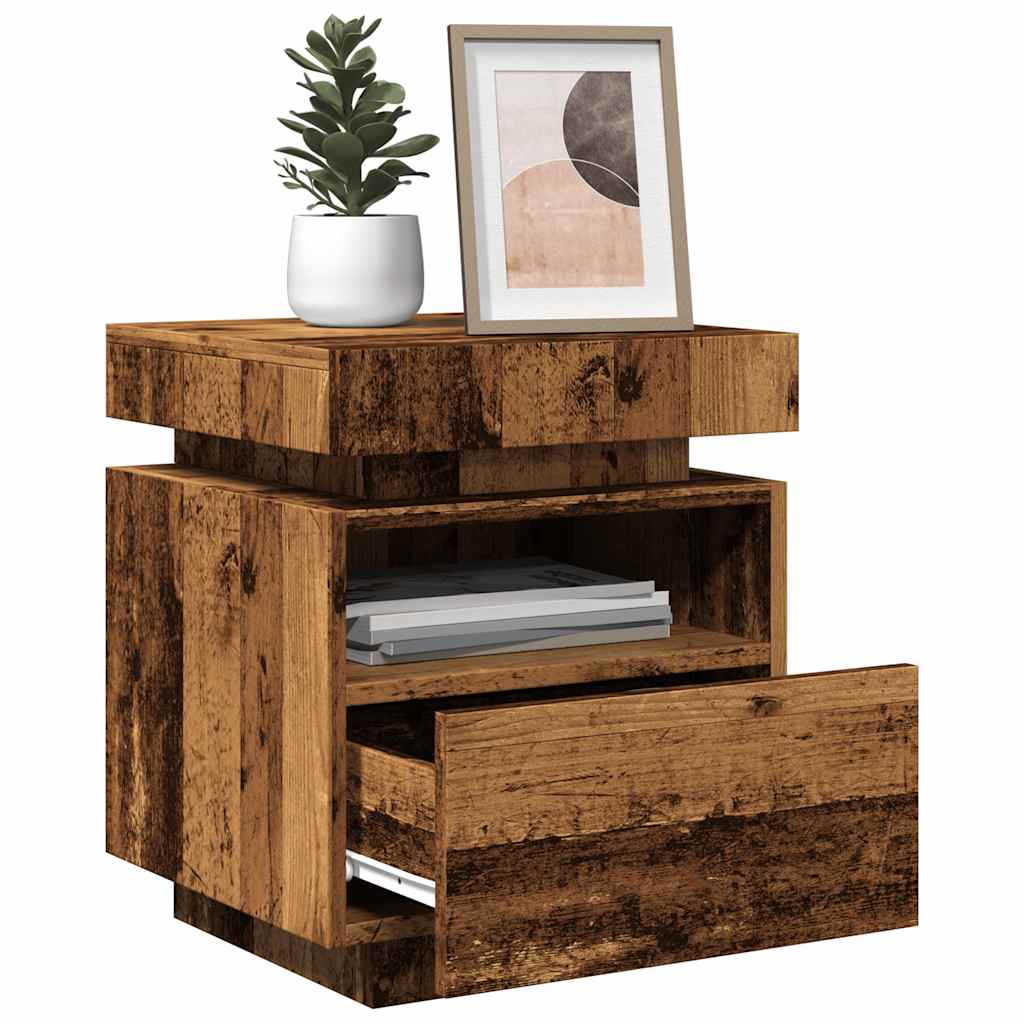 Bedside Cabinets with LED Lights 2 pcs Old Wood 40x39x48.5 cm