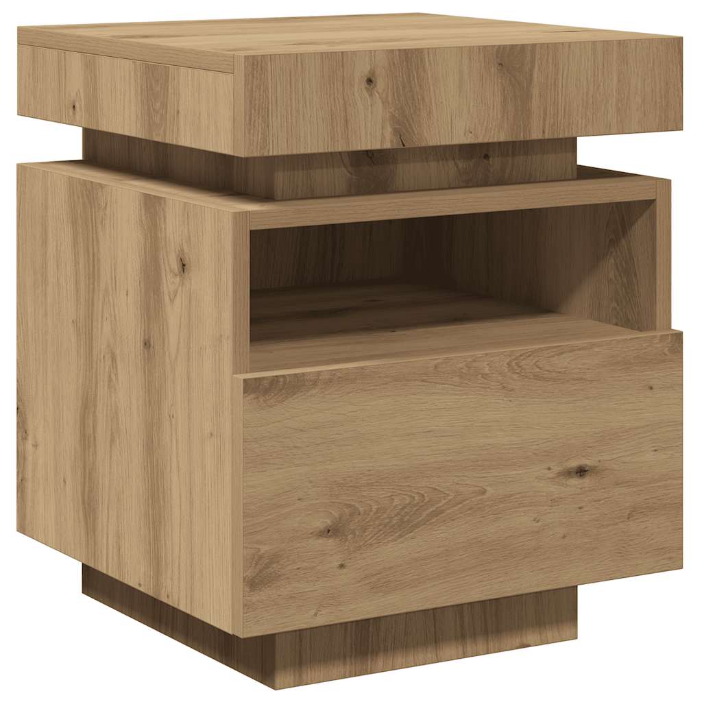 Bedside Cabinet with LED Lights Artisan Oak 40x39x48.5 cm