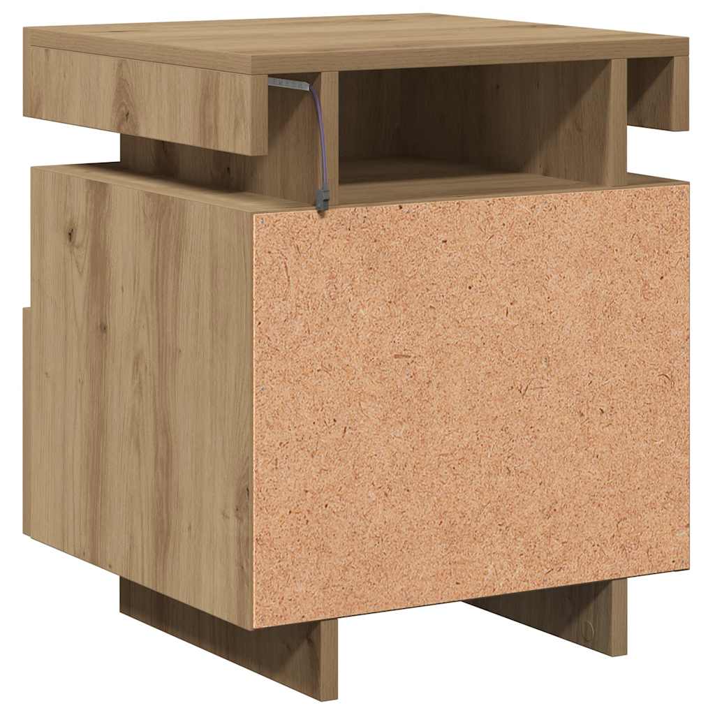 Bedside Cabinet with LED Lights Artisan Oak 40x39x48.5 cm