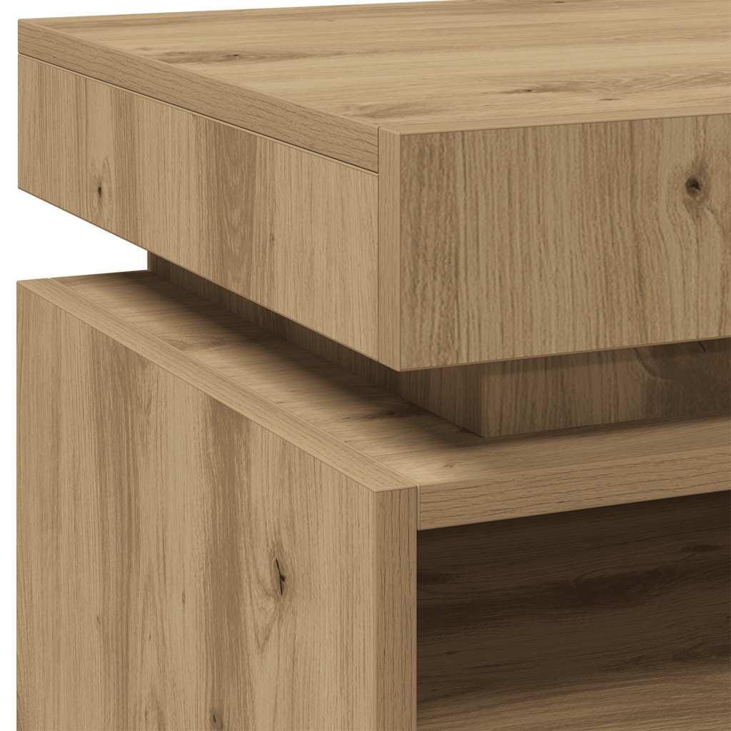 Bedside Cabinet with LED Lights Artisan Oak 40x39x48.5 cm