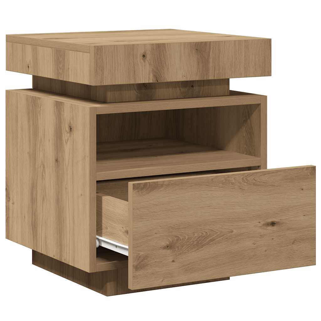 Bedside Cabinets with LED Lights 2 pcs Artisan Oak 40x39x48.5 cm