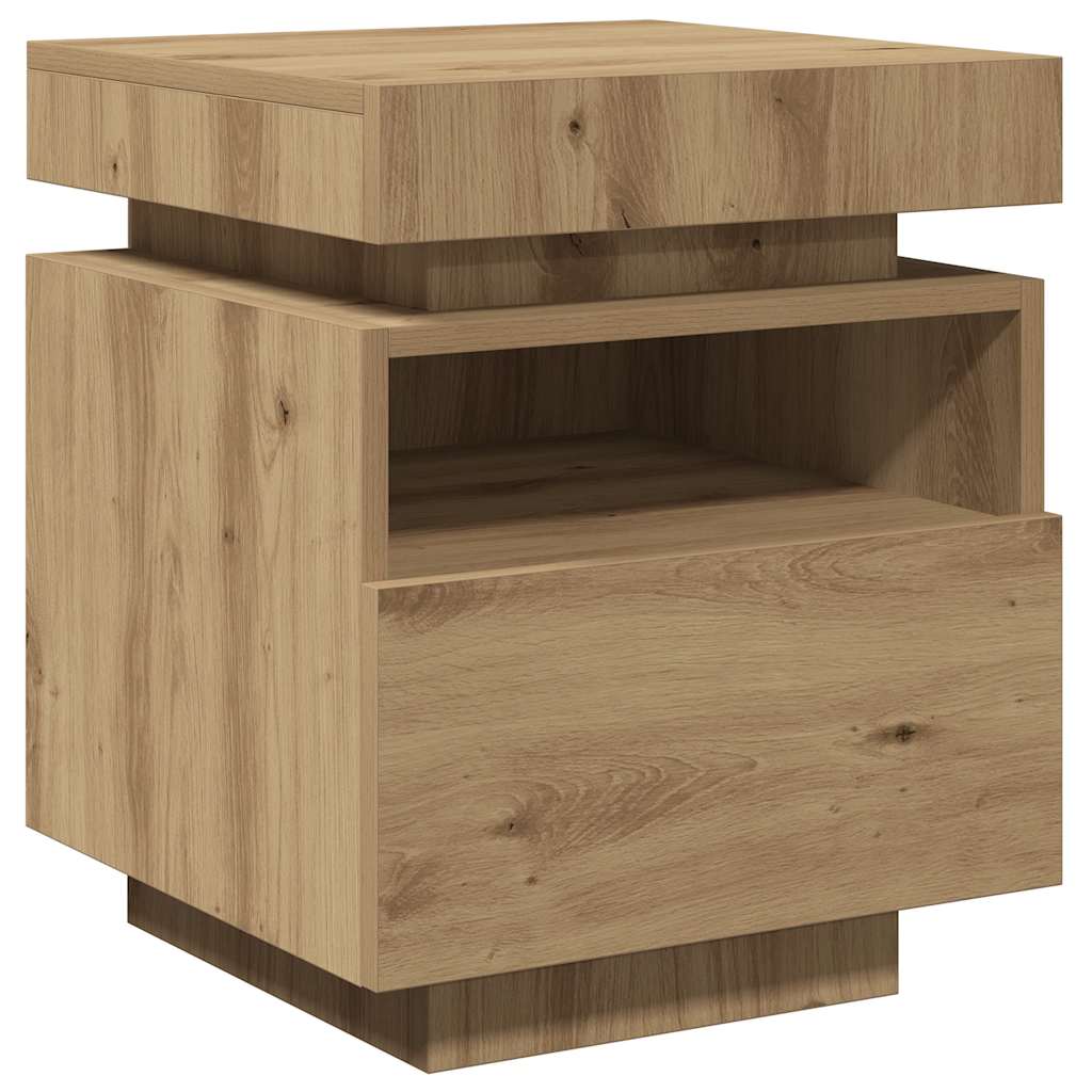 Bedside Cabinets with LED Lights 2 pcs Artisan Oak 40x39x48.5 cm
