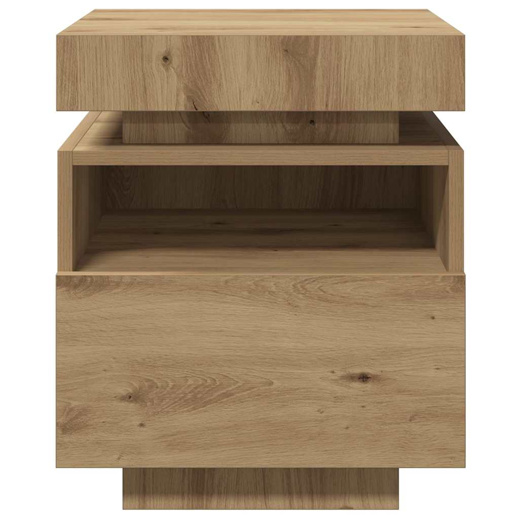 Bedside Cabinets with LED Lights 2 pcs Artisan Oak 40x39x48.5 cm