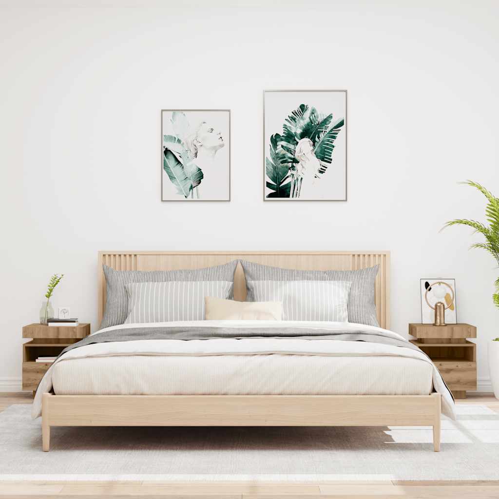 Bedside Cabinets with LED Lights 2 pcs Artisan Oak 40x39x48.5 cm