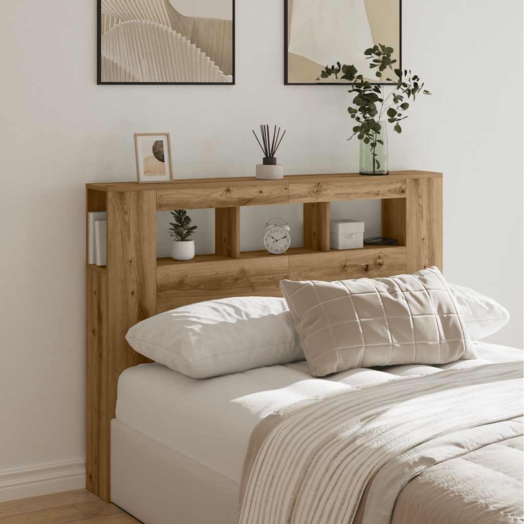 LED Headboard Artisan Oak 140x18.5x103.5 cm Engineered Wood