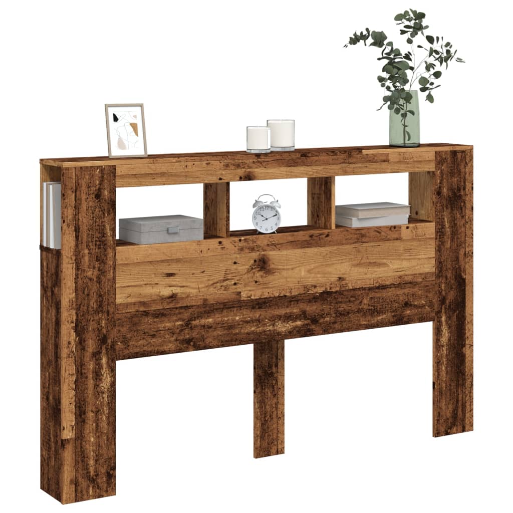 LED Headboard Old Wood 160x18.5x103.5 cm Engineered Wood