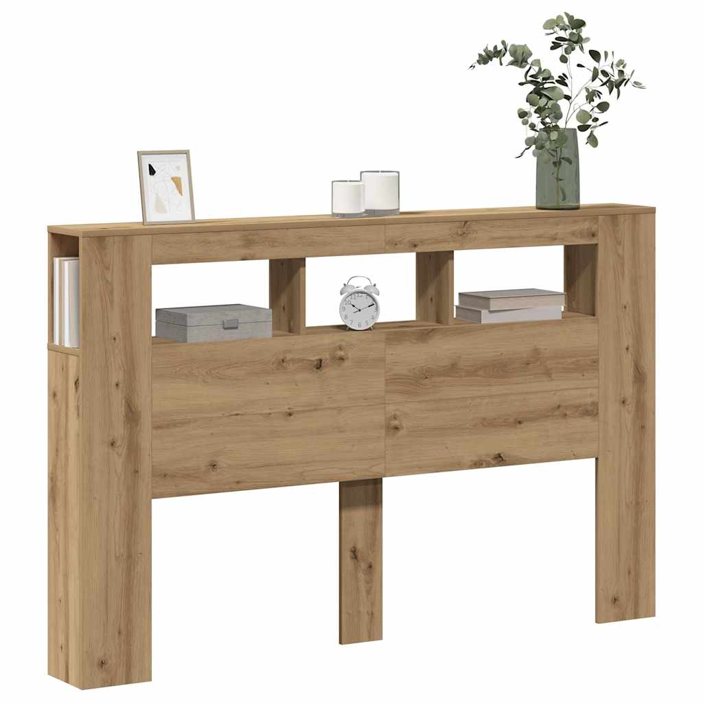 LED Headboard Artisan Oak 160x18.5x103.5 cm Engineered Wood