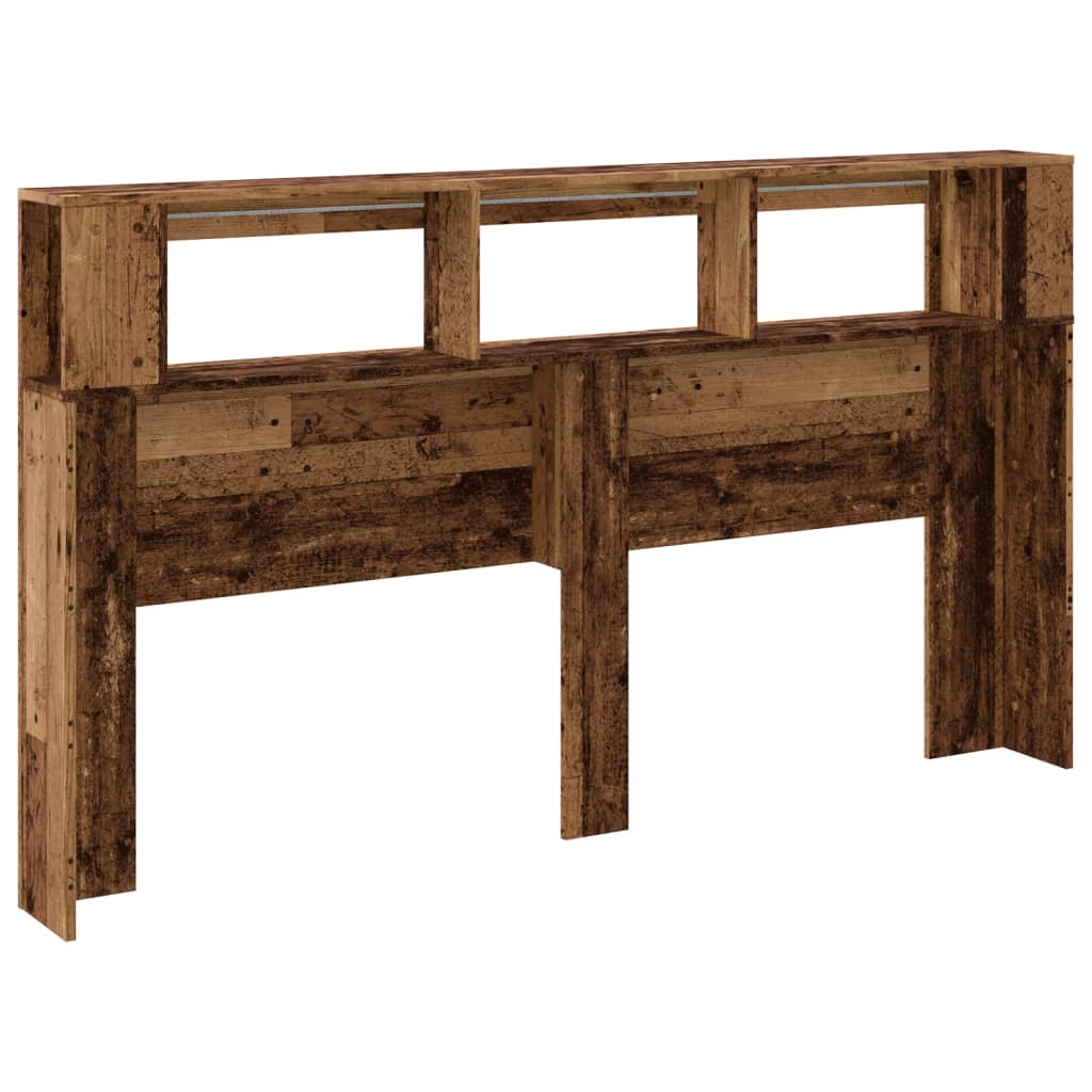 LED Headboard Old Wood 180x18.5x103.5 cm Engineered Wood