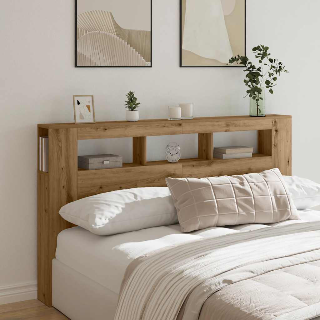LED Headboard Artisan Oak 180x18.5x103.5 cm Engineered Wood