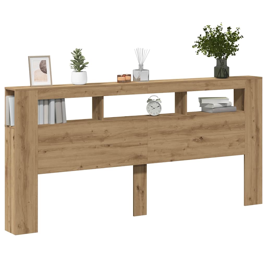 LED Headboard Artisan Oak 220x18.5x103.5 cm Engineered Wood