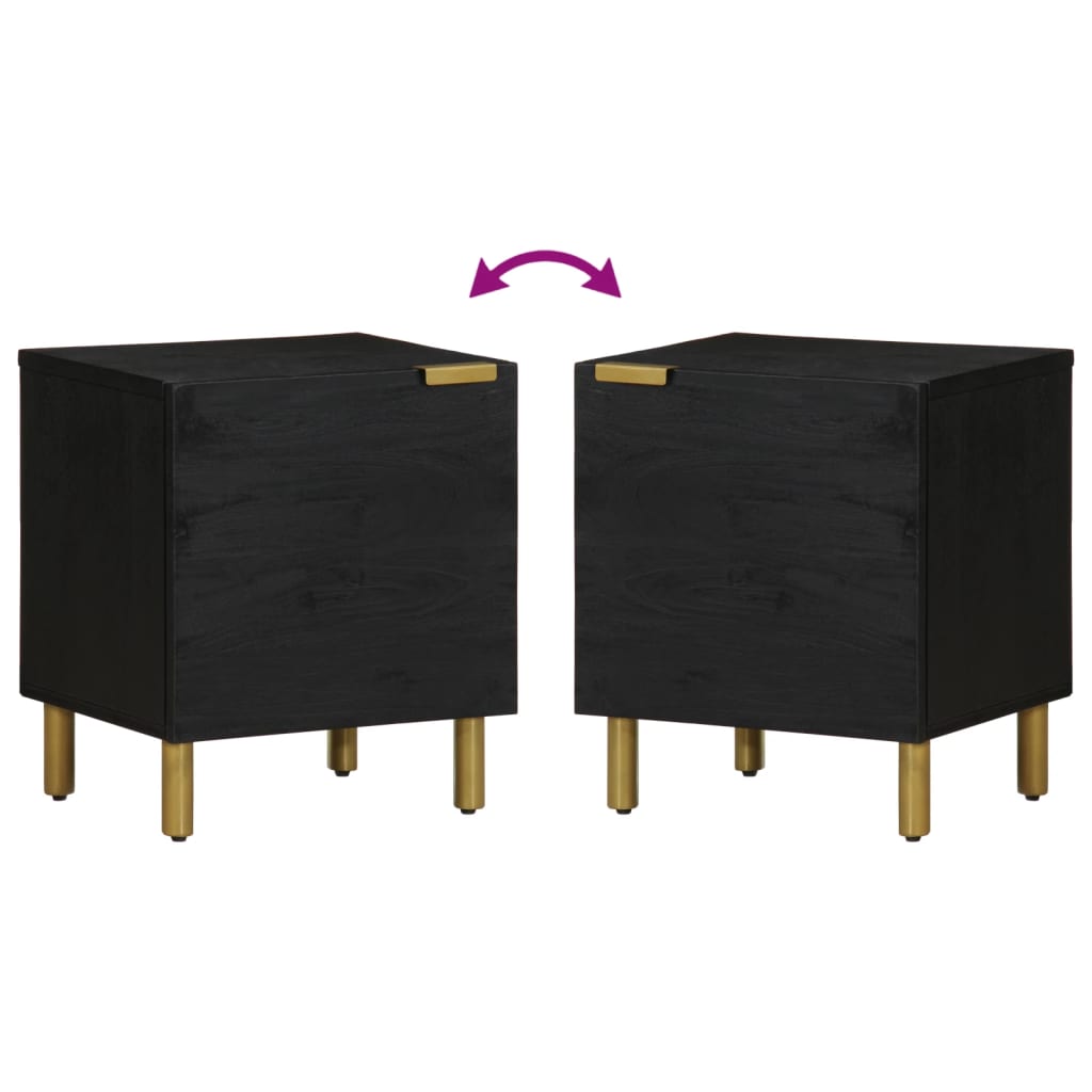 Bedside Cabinet Black 40x33x46 cm Solid Wood Mango