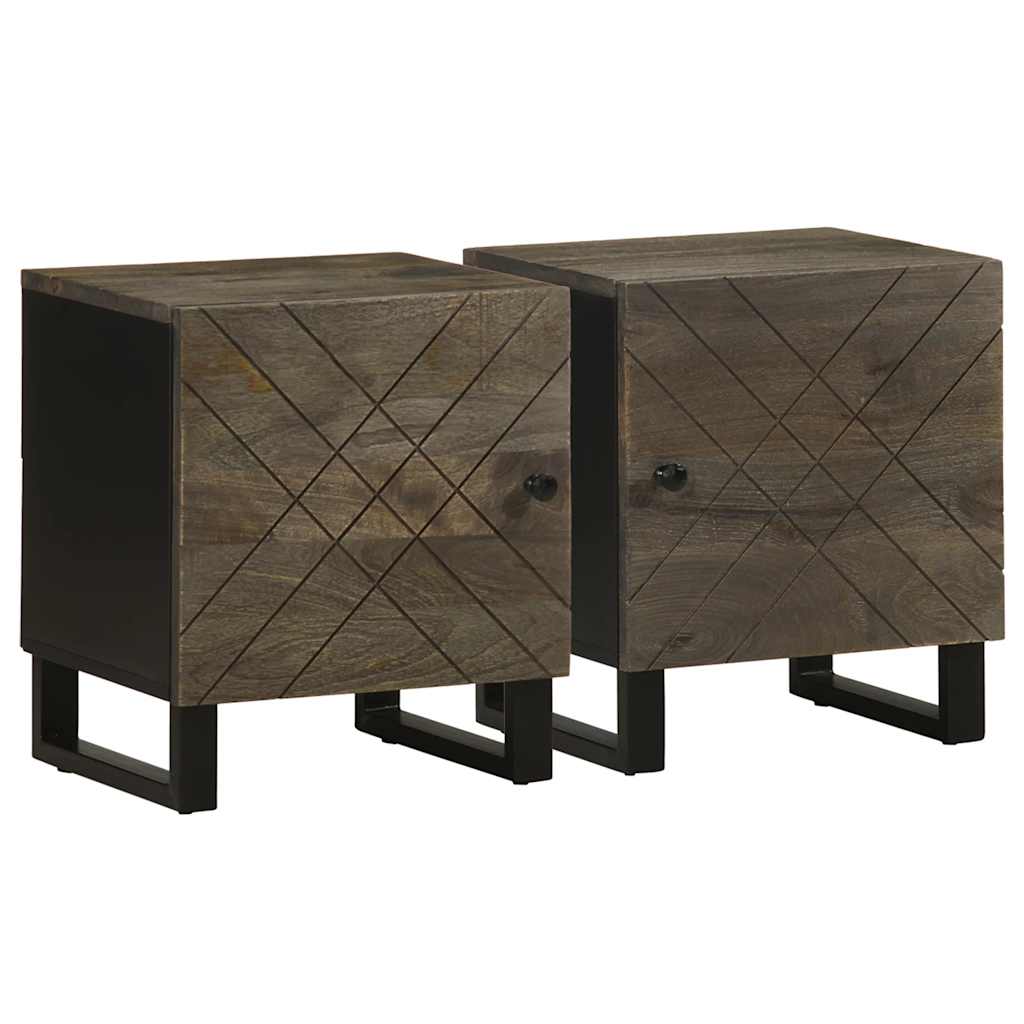 Bedside Cabinets 2 pcs Black 40x33x46 cm Solid Wood Mango