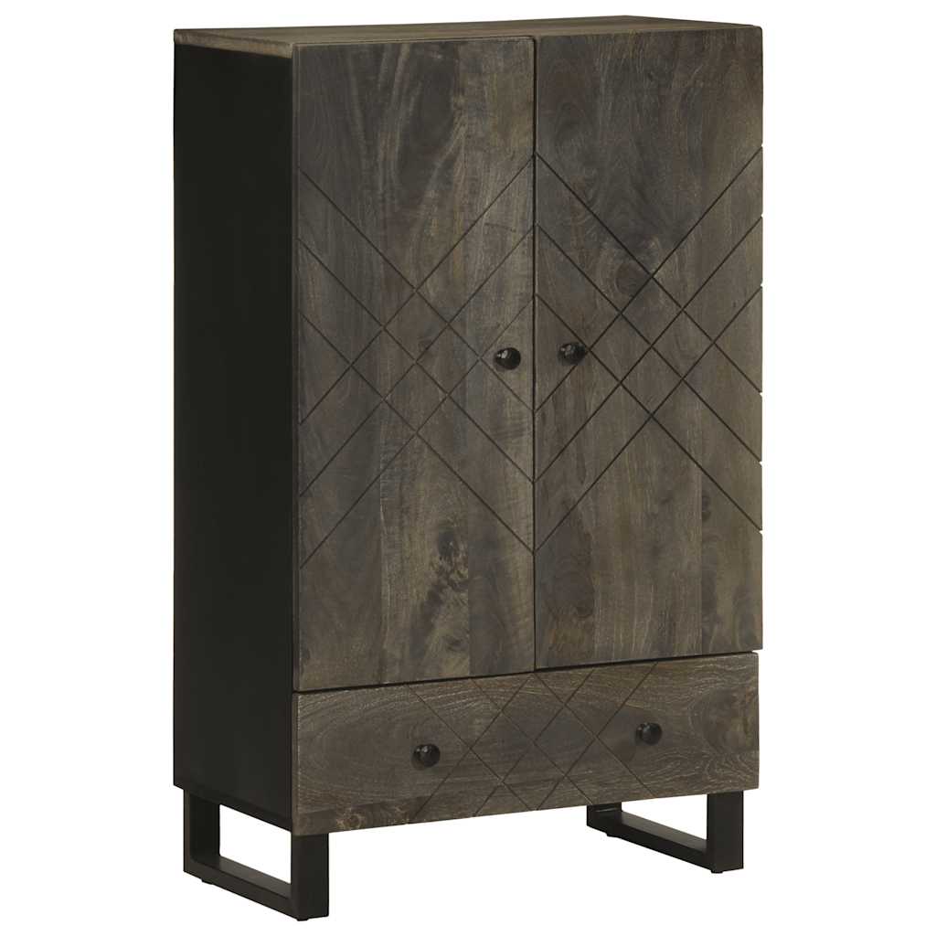 Highboard Black 60x33x100 cm Solid Wood Mango