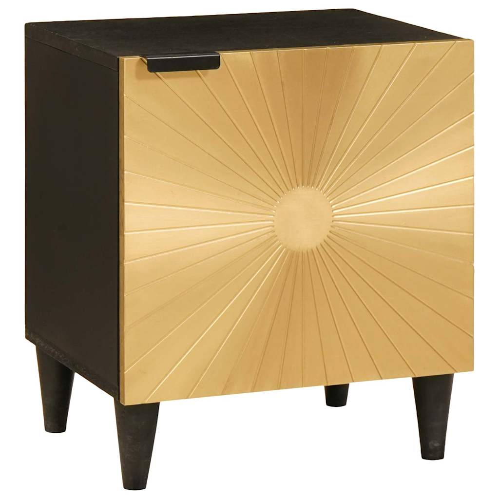 Bedside Table Black and Gold 40 x 33.5 x 46 cm