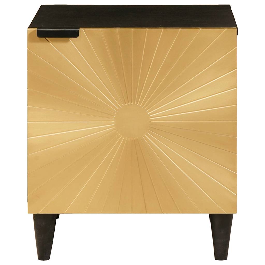 Bedside Table Black and Gold 40 x 33.5 x 46 cm