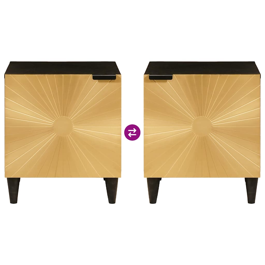 Bedside Table Black and Gold 40 x 33.5 x 46 cm