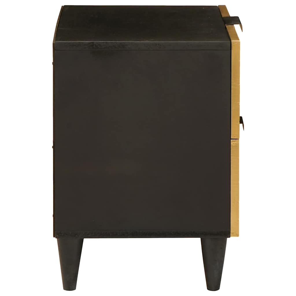 Bedside Table Black and Gold 40 x 33.5 x 46 cm Solid mango wood