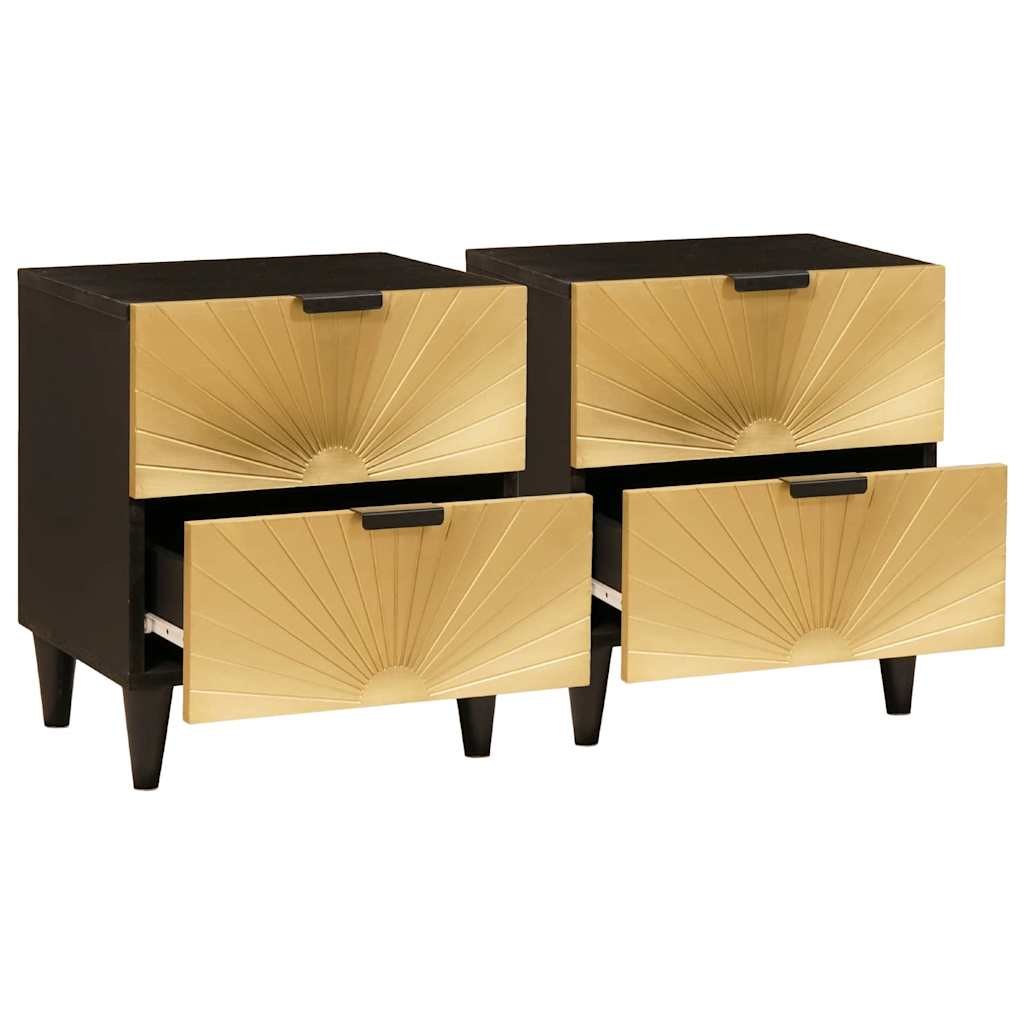 Bedside Table 2 pcs Black and Gold 40 x 33.5 x 46 cm