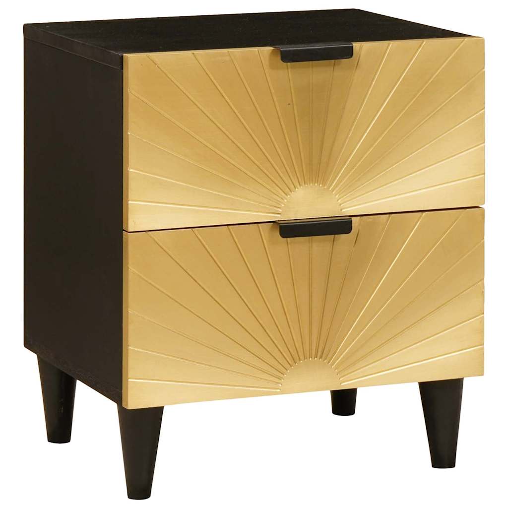 Bedside Table 2 pcs Black and Gold 40 x 33.5 x 46 cm