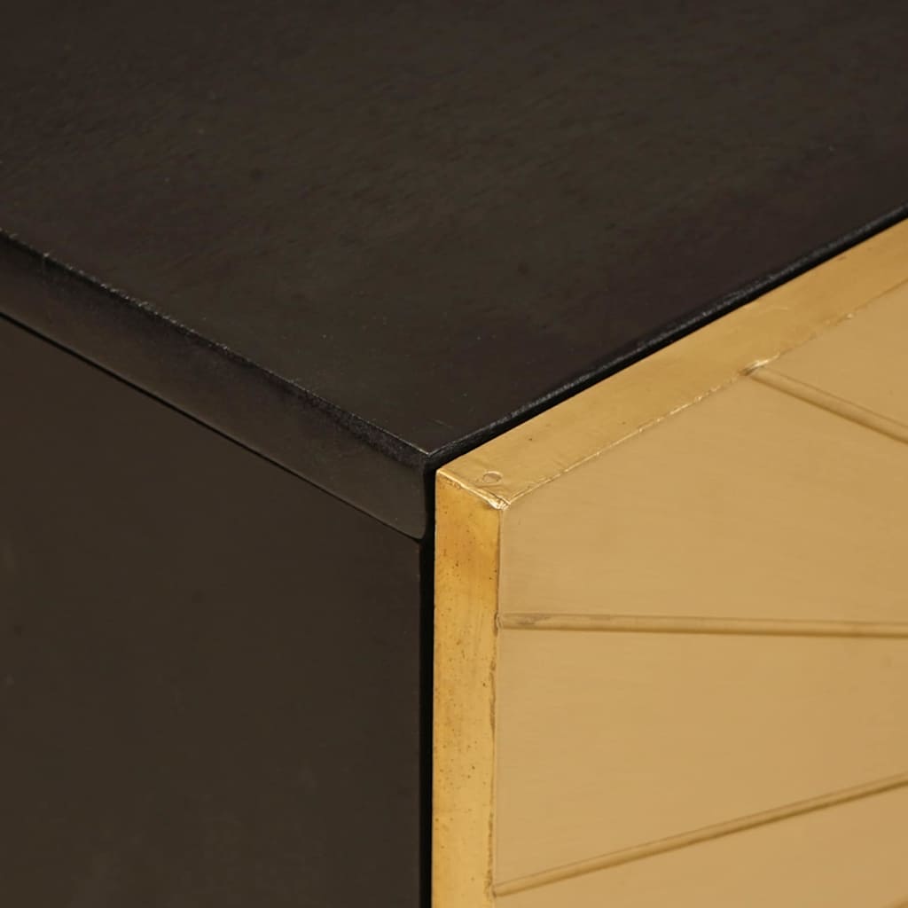 TV Cabinet Black and Gold 105 x 33 x 46 cm Solid mango wood