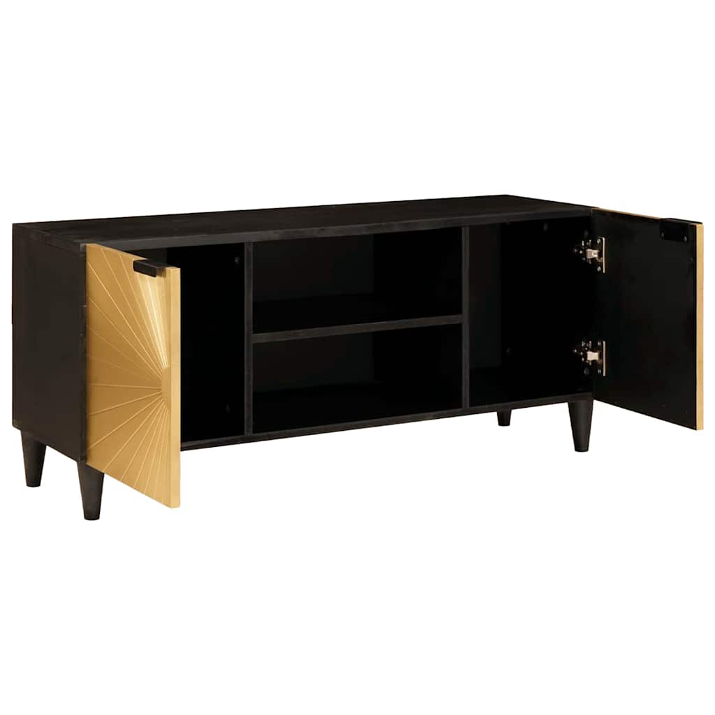 TV Cabinet Black and Gold 105 x 33 x 46 cm Solid mango wood